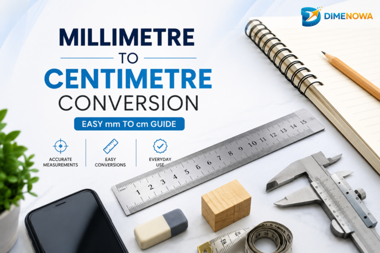 Metric ruler measuring everyday objects in millimetres and centimetres.