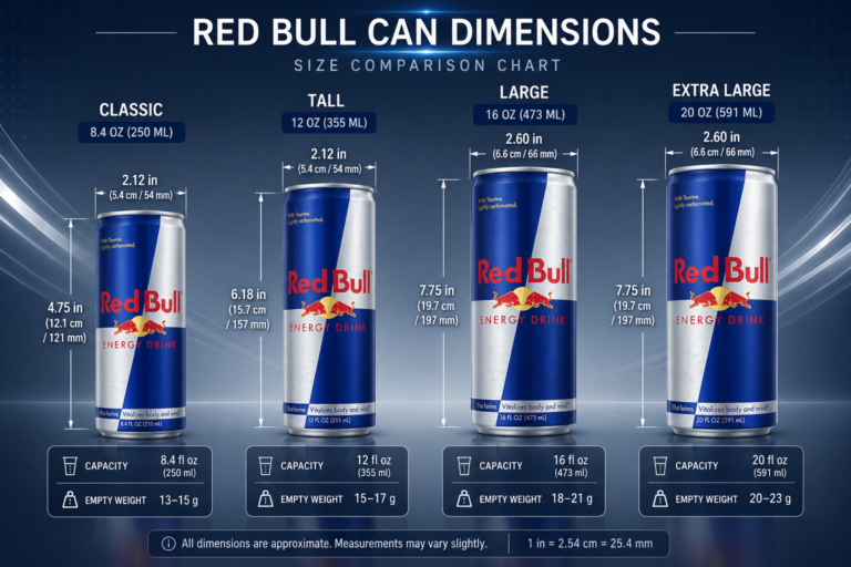 Red Bull can dimensions chart