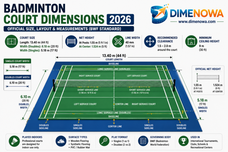Badminton Court Dimensions 2026: Official Size, Layout & Measurements